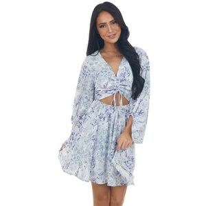 Blue floral cut our dress, brand new!